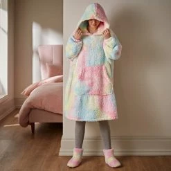 TEDDY BEAR Sales 26 Wholesale 🎁 Teddy Bear Printed Rainbow Fleece Oversized Blanket Hoodie 😍